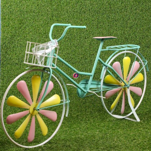 XL Kerti Bicikli tárolóval fém 100x19,5x55cm zöld, rózsaszín, sárga
