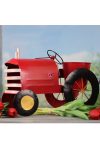 Traktor álló kaspóval fém 39x16,5x27cm piros