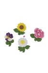 Virág öntapadós poly 3,2x2,9x0,7cm színes 12 db-os szett
