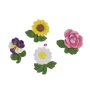Virág öntapadós poly 3,2x2,9x0,7cm színes 12 db-os szett