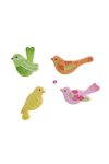Madár öntapadós poly 3x2,7x0,5cm színes 12 db-os szett