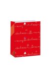 Karácsonyi Dísztasak Merry Christmas felirattal papír 18x23x10cm piros, ezüst