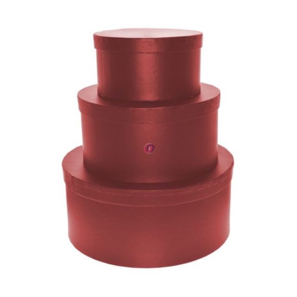 Kalapdoboz kerek papír 25cm,20cm,15cm bordó 3-db-os szett