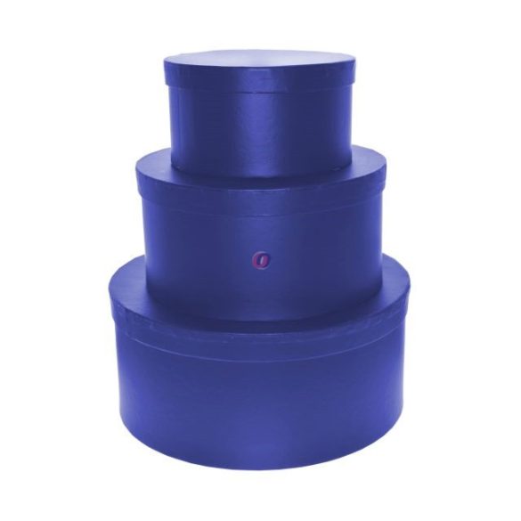Kalapdoboz kerek papír 25cm,20cm,15cm sötétkék 3-db-os szett