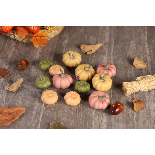 Őszi Tök műanyag 6cm bézs,zöld 12 db-os szett