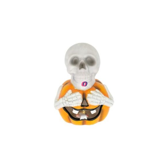 Halloweeni LED Töklámpás koponyával, kerámia 20 cm