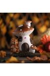 Őszi gombaház figura mókussal LED-es 17cm kerámia