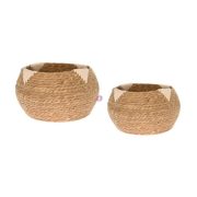   Kosár mintával vessző 37x24x28 cm natúr,fehér 2-db-os szett