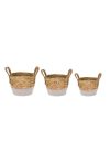 Kosár fogantyúval vessző 20x17x17 cm 18x13x13 cm 16x12x12 cm szürke, natúr 3-db-os szett