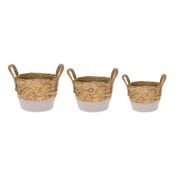   Kosár fogantyúval vessző 20x17x17 cm 18x13x13 cm 16x12x12 cm szürke, natúr 3-db-os szett