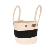 Kosár fogantyúval textil 27x23x23 cm fehér,fekete