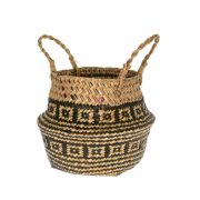Kosár füllel mintás vessző 18x20x23 cm natúr, fekete