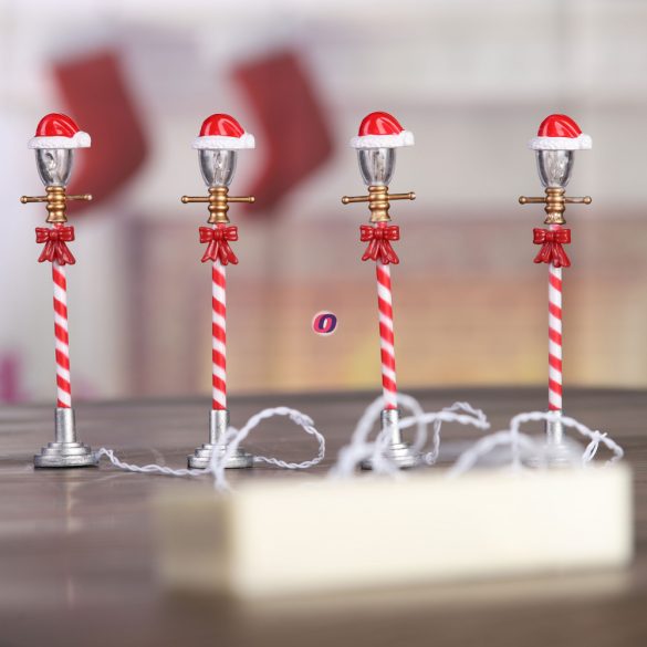 Kandeláber masnival műanyag 10.5cm piros,fehér 4 db-os szett