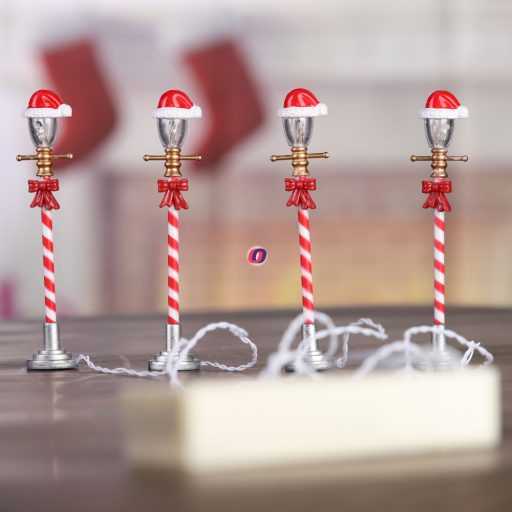 Kandeláber masnival műanyag 10.5cm piros,fehér 4 db-os szett