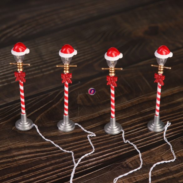 Kandeláber masnival műanyag 10.5cm piros,fehér 4 db-os szett