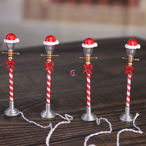 Kandeláber masnival műanyag 10.5cm piros,fehér 4 db-os szett