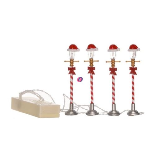 Kandeláber masnival műanyag 10.5cm piros,fehér 4 db-os szett