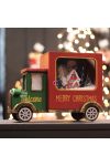 Karácsonyi kamion világító,havazó,zenélő-elektromos műanyag 30x15,5x22cm piros