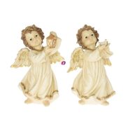   Angyal lámpással LED-es álló poly 19,5x15x31cm krém, arany 2 féle