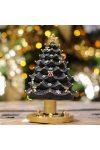 Karácsonyfa csillaggal masnikkal forgó, zenélő poly 11,5x11,5x20,5 cm fekete, arany