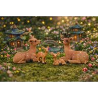 Őz család fekvő poly 6,3x3x6cm barna 4 db-os szett