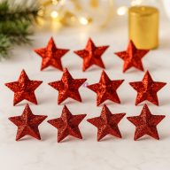 Csillag öntapadós poly 2,9x2,8x0,6cm piros 10 db-os szett