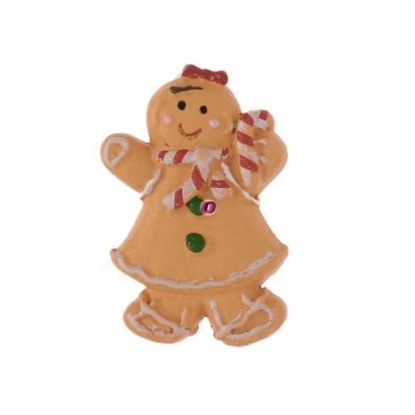 Mézeskalács figura öntapadós poly 3,7x2,5x0,5cm barna 6 db-os szett