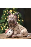 Kutya karácsonyi gömbbel LED-es poly 33x20,5x34,5cm barna