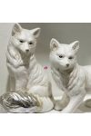 Róka ülő porcelán 8,2x7,5x12,5cm fehér, ezüst