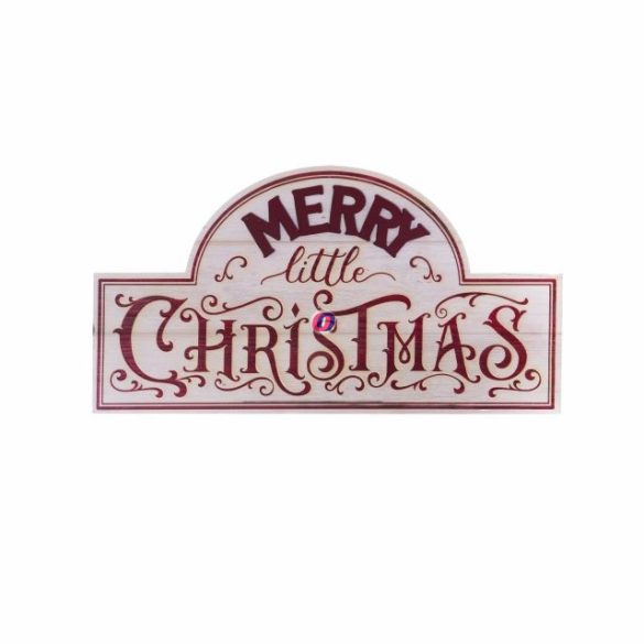 Tábla Merry Christmas felirattal fa 70x37x2,5 cm fehér,piros