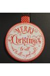Tábla Merry Christmas felirattal akasztós fém 40x51,5 cm fehér,piros
