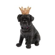 Kutya szobor, Bulldog poly, 16,1x8,3x21,6 cm, fekete, arany,