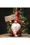 Karácsonyi Manó LED világítással welcome táblával kerámia 34x20x53 cm piros