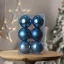 Karácsonyfa gömb dísz műanyag 6cm kék 3 féle 12 db/szett
