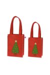 Tasak karácsonyfa mintával filc 18x10x25cm 14,5x7,5x20cm piros 2 db-os szett