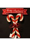 Karácsonyi nyalóka Merry christmas felirattal akasztós fa 20x2x30 cm fehér, piros
