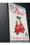 Dísz fenyőfával Best christmas wishes felirattal akasztós fa 20x2x33cm fehér, piros