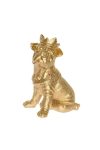 Kutya ülő Bulldog szobor dísz, poly, 15,5x18,4x25,4 cm, arany,