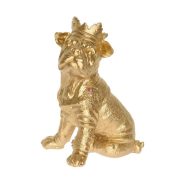   Kutya ülő Bulldog szobor dísz, poly, 15,5x18,4x25,4 cm, arany,