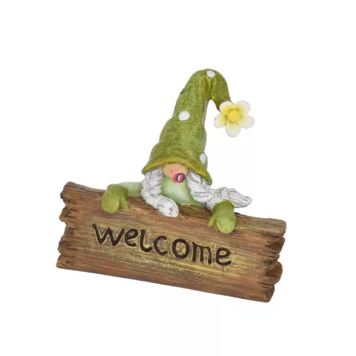 Manó dekor táblával poly 8x2x7cm barna, zöld 2 féle (1db)