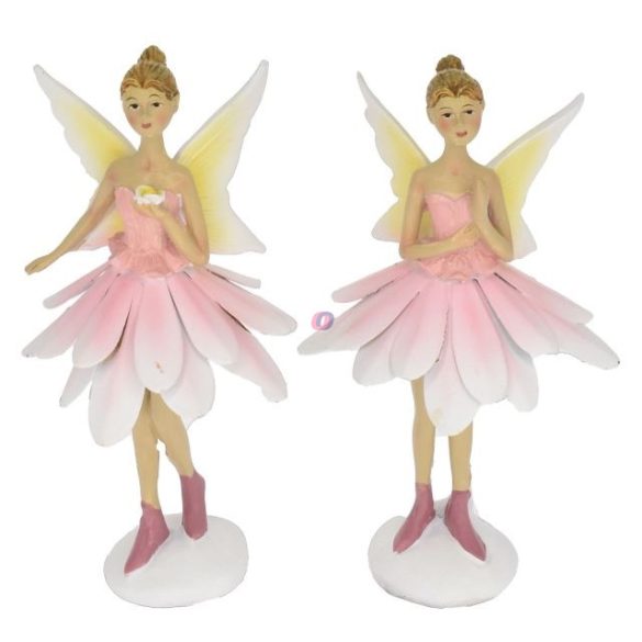 Tündér figura balerina álló poly 7x7x14cm rózsaszín, fehér 2 féle (1db)