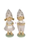 Gyerek fiú, lány békával, pillangóval álló poly 17,5cm bézs, fehér 2 féle (1db)