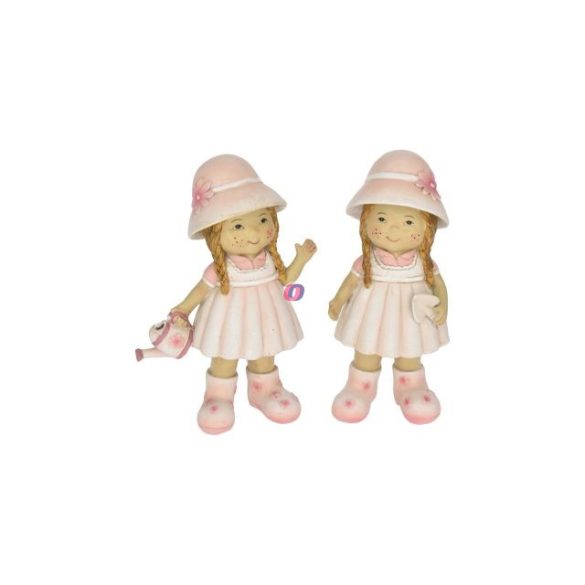 Lány figura kalapban, gumicsizmában álló poly 15,5cm rózsaszín, bézs 2 féle (1db)