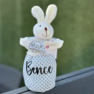   Egyedi, névre szóló Húsvéti textil tasak - szütyő gyerekeknek kétféle színben 14x17 cm