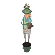   XXL Béka figura fiú, ültethető kaspóval fém 72 cm zöld, kék