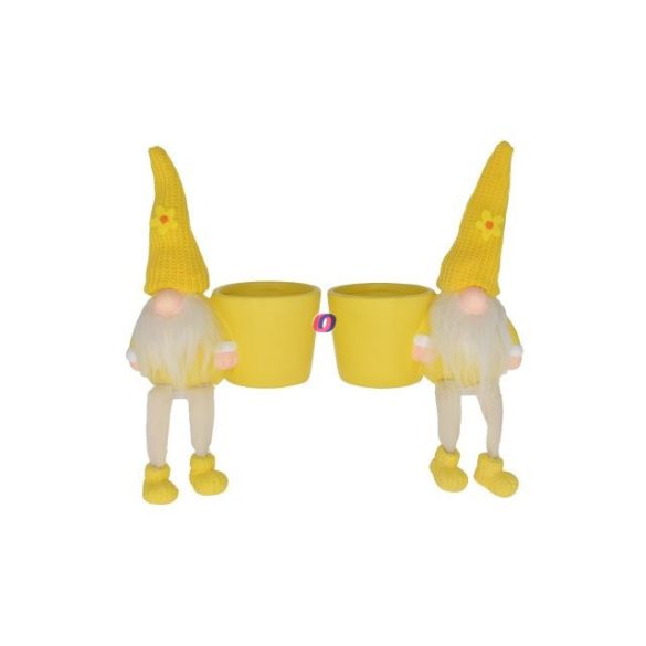 Kaspó lógólábú manóval poly 13,4x7,3x14,3/6cm citromsárga 2 féle (1db)