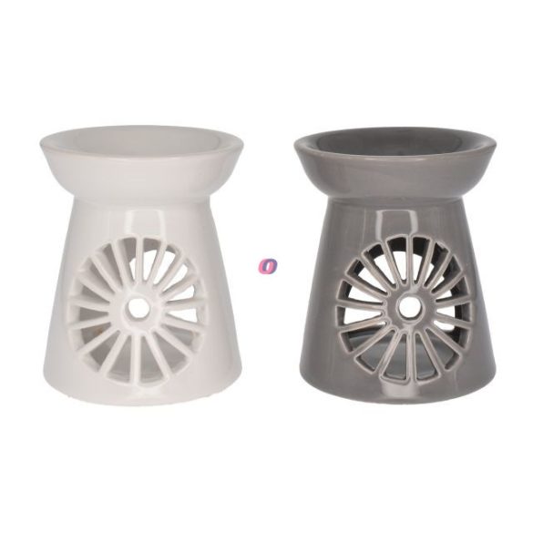 Párologtató kör mintával kerámia 8,2x8,2x9,6cm fehér, szürke 2 féle