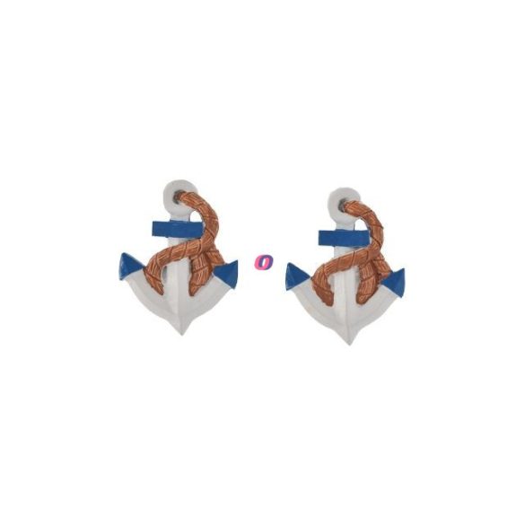 Vasmacska kötéllel öntapadós poly 5,3x4,1x0,9cm kék, fehér 2 db-os