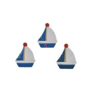   Vitorlás hajó öntapadós poly 4,1x4,8x0,7cm kék, fehér 3 db-os