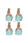 Nyúl dekor szett tojásban poly 2,6x2,1x3,5cm türkiz 4 db-os